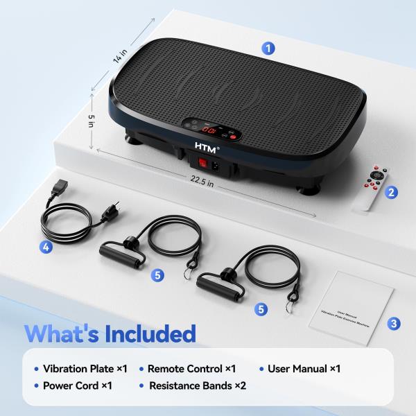 Vibration Plate Exercise Machine 330lbs Capacity 120 Speed Levels 5 Program Modes Black