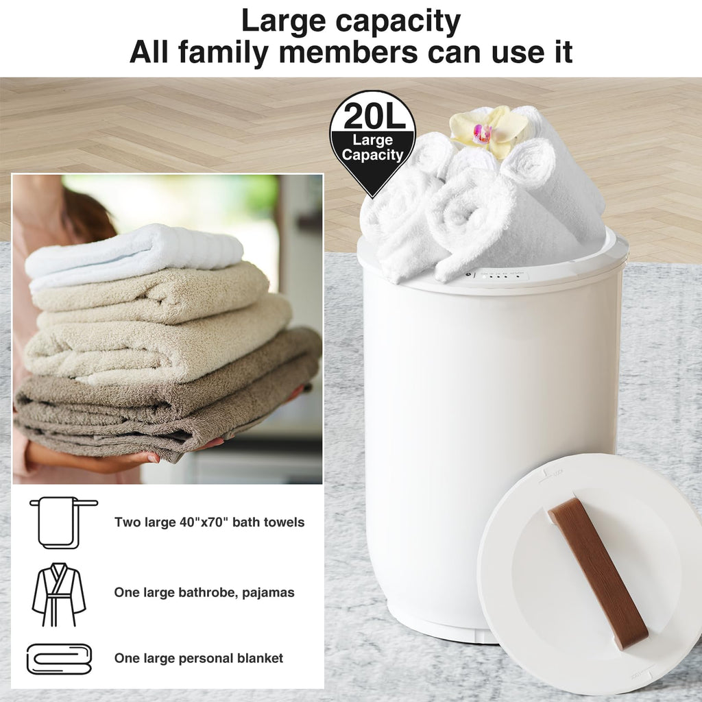 Extra Large Towel Warmer Bucket - Fits 2 Towels 4 Timer White