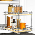 -Tier Pull Out Spice Rack Organizer for Cabinets 8-38 inch Wide Wood and Chrome