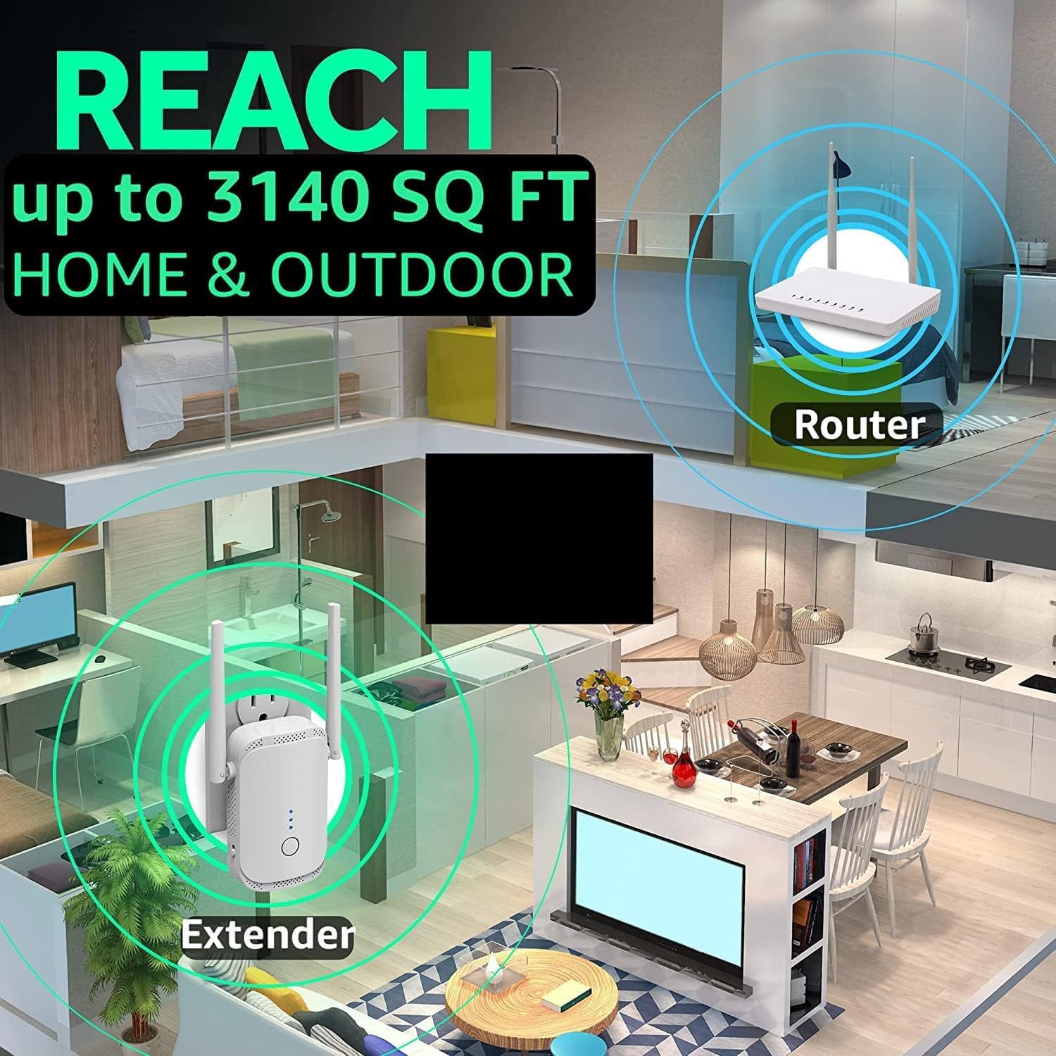 Open-Box New Cudowna WiFi Extender - 10000 Sq.Ft Whole Home Coverage White Retail $39.00