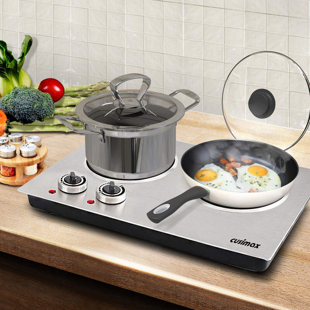 Dual Infrared Ceramic Electric Hot Plate Countertop Burner Silver