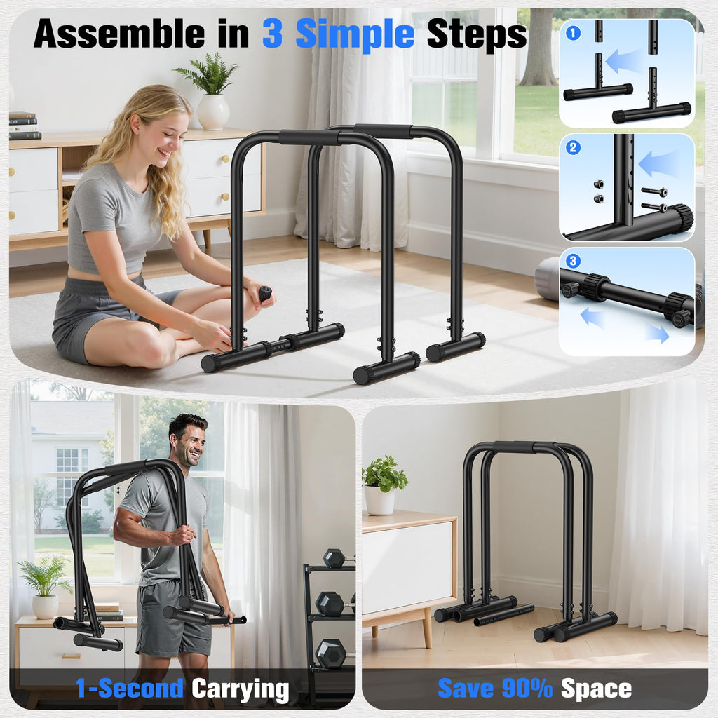 SPORTSROYALS DP3 Dip Station Adjustable Dip Bar, Heavy Duty Parallette & Parallel Bars, 400LBS Stable Dip Stands for Home Gym, Calisthenics & Upper Body Workout Equipment Retail $59.00