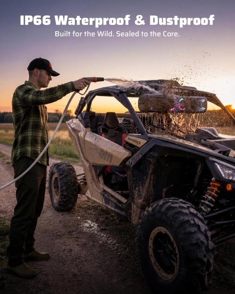 UTV Sound Bar Golf Cart Speaker Bluetooth with RGB Party Lights