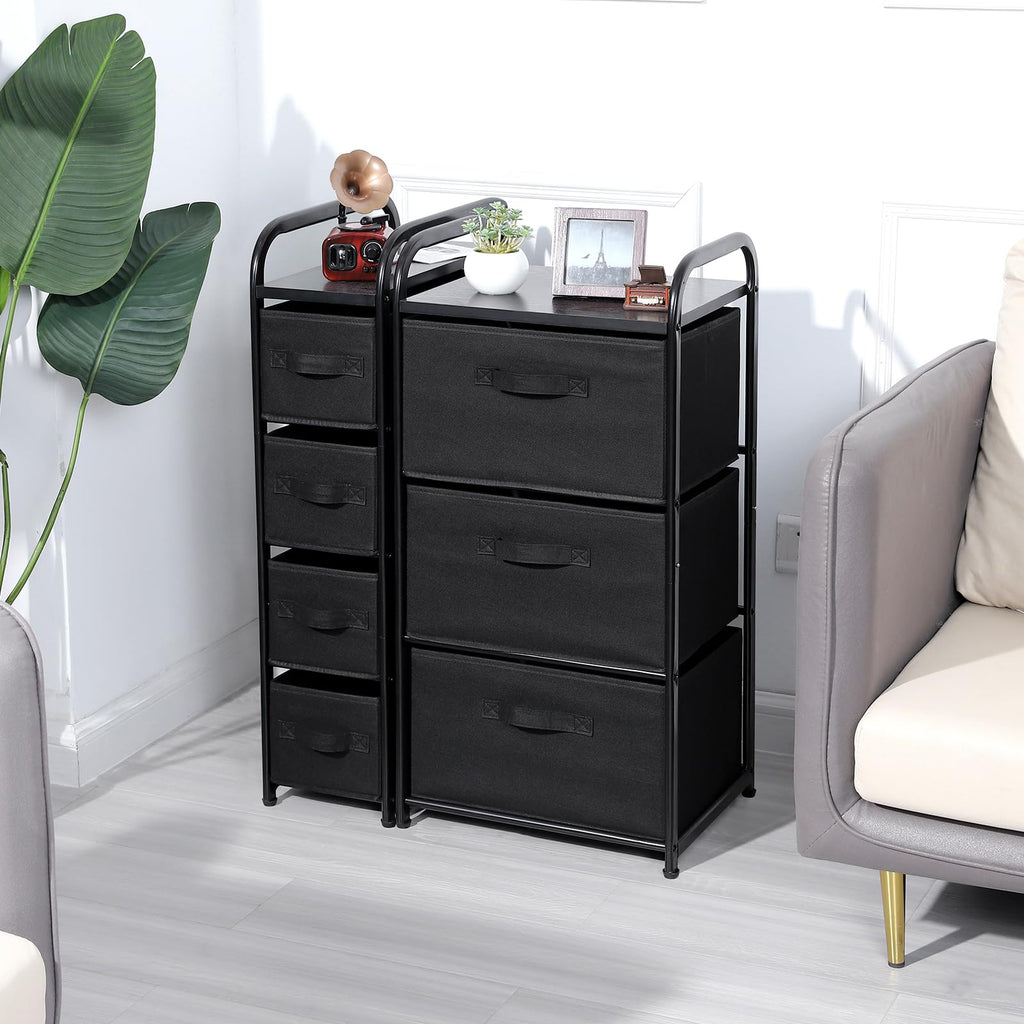 Black 4-Drawer Fabric Storage Tower Dresser