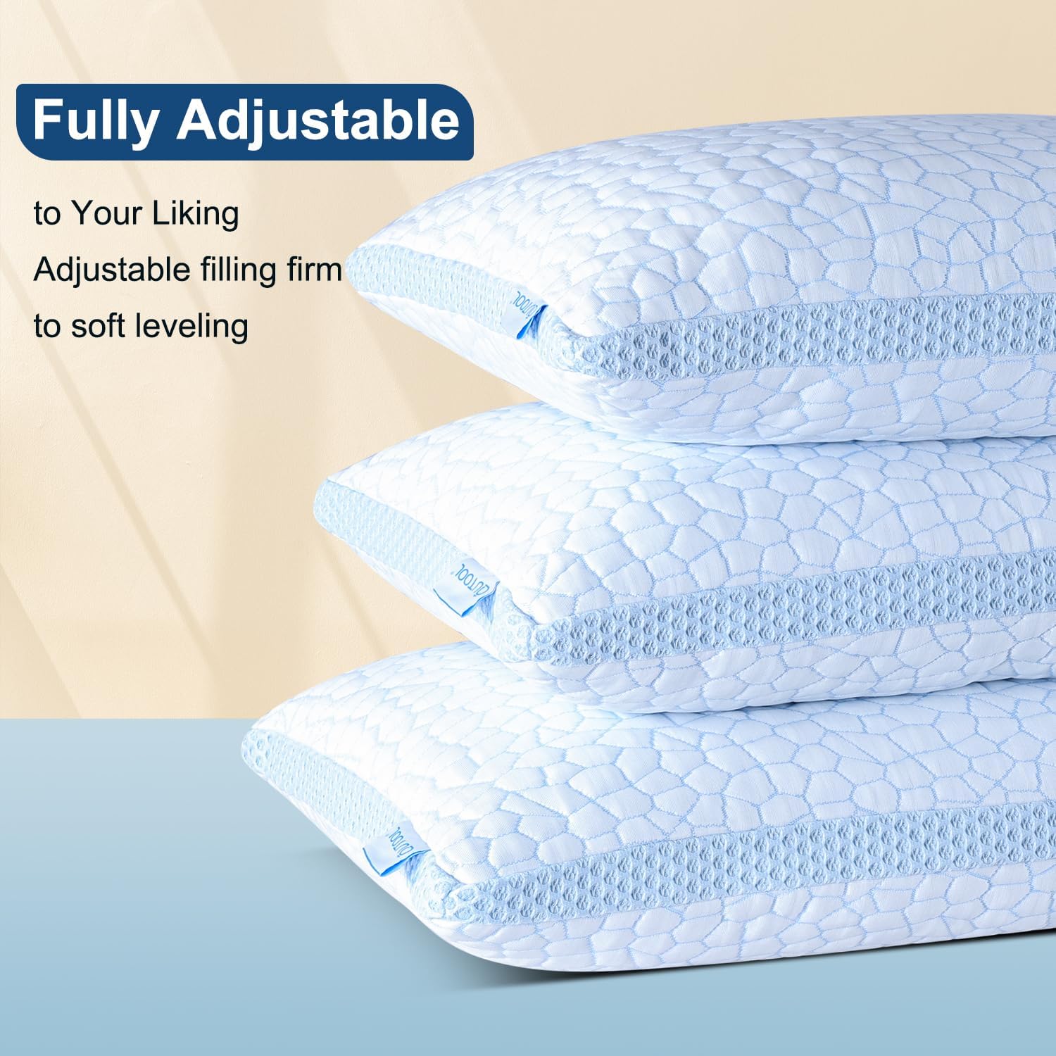 Open-Box New QUTOOL Enhanced Cooling Shredded Memory Foam Queen Pillows Set of 2