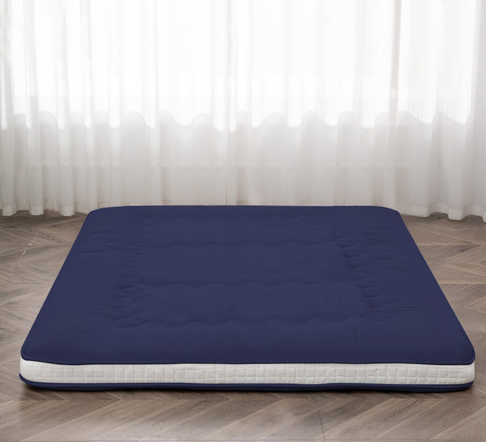 Japanese Floor Futon Mattress Extra Thick Folding Roll Up Navyblue