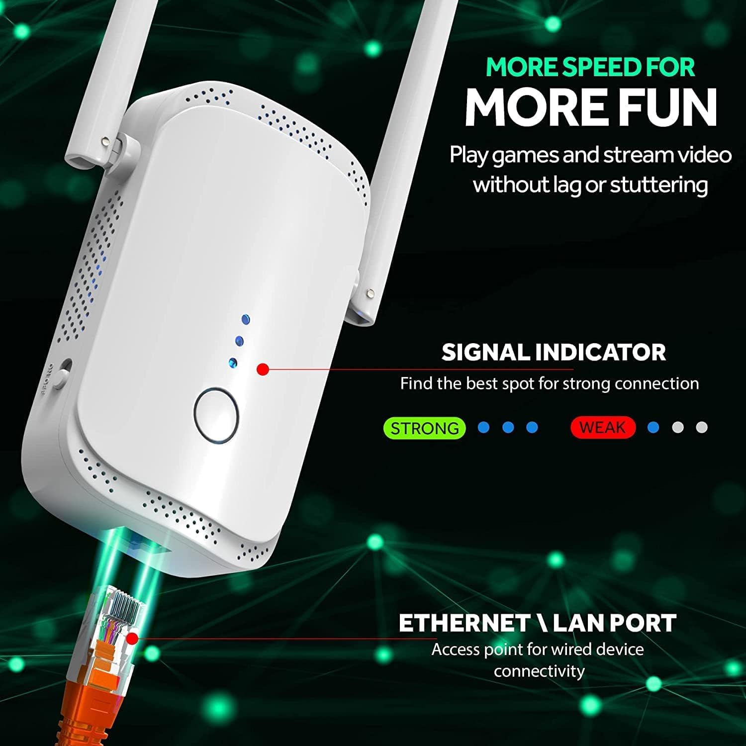 Open-Box New Cudowna WiFi Extender - 10000 Sq.Ft Whole Home Coverage White Retail $39.00