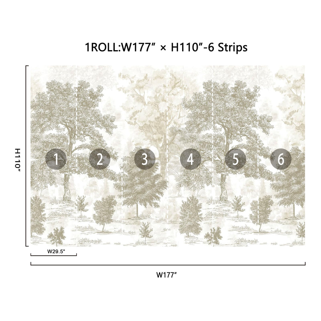 New Open-Box Zeeko Vintage Forest Wall Mural Peel  Stick 177x110 Waterproof Canvas Retail $208.00