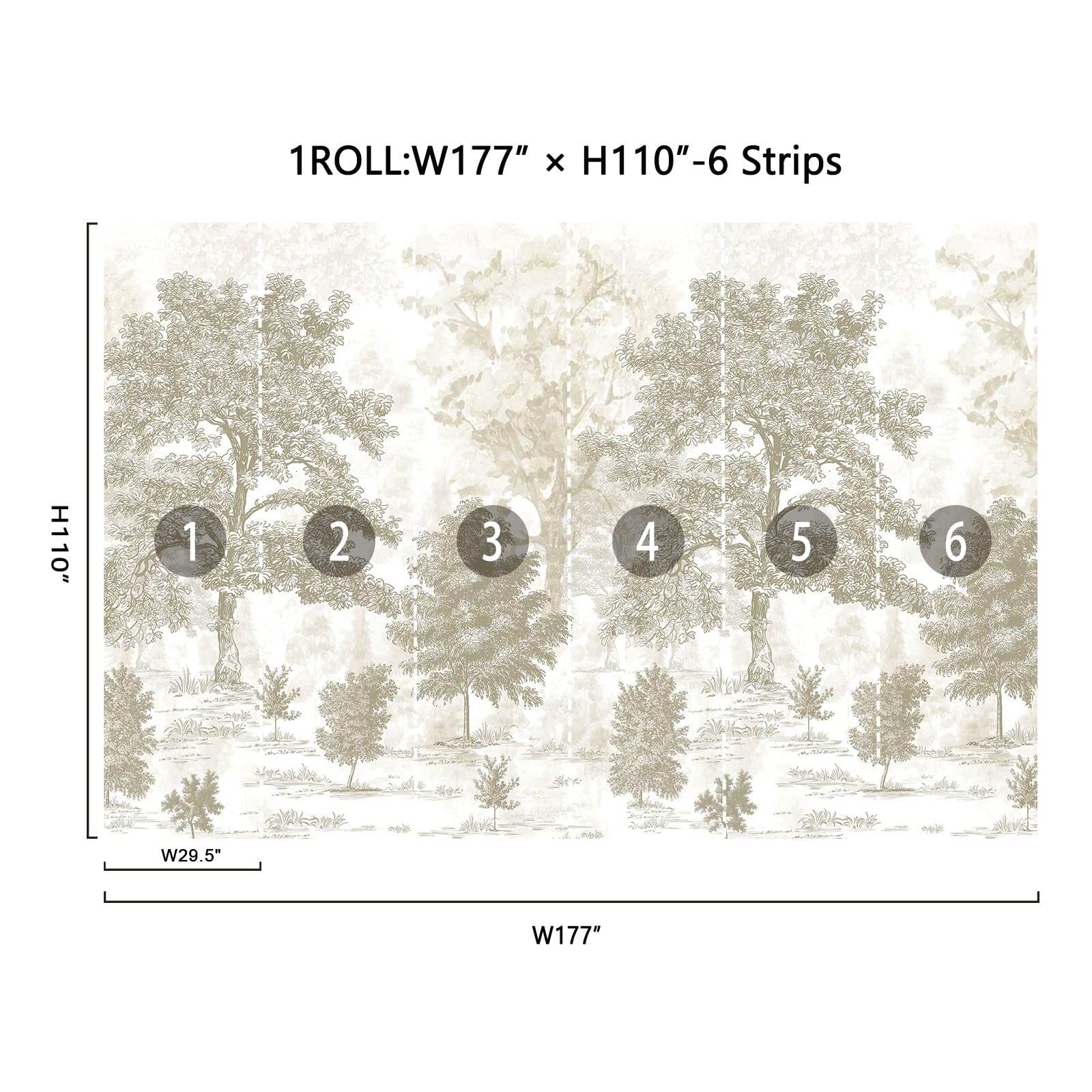 New Open-Box Zeeko Vintage Forest Wall Mural Peel  Stick 177x110 Waterproof Canvas Retail $208.00