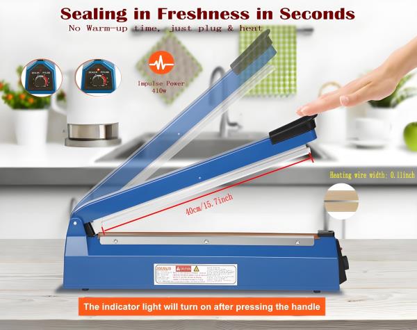 15-Inch Manual Impulse Sealer Heat Sealing Machine for Plastic Bags