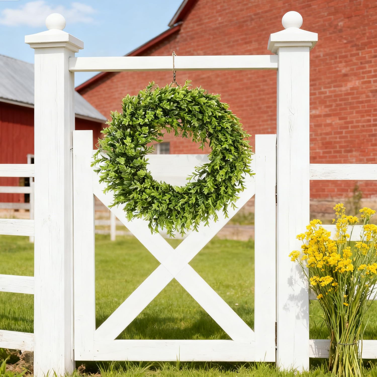 Real Touch Artificial Boxwood Wreath Green 22-23 Diameter