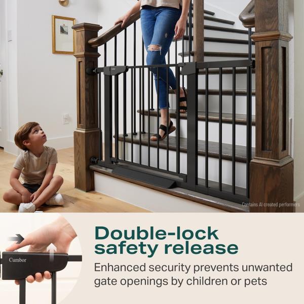 -46 Baby Gate for Stairs Auto Close Dog Gate for the House Black