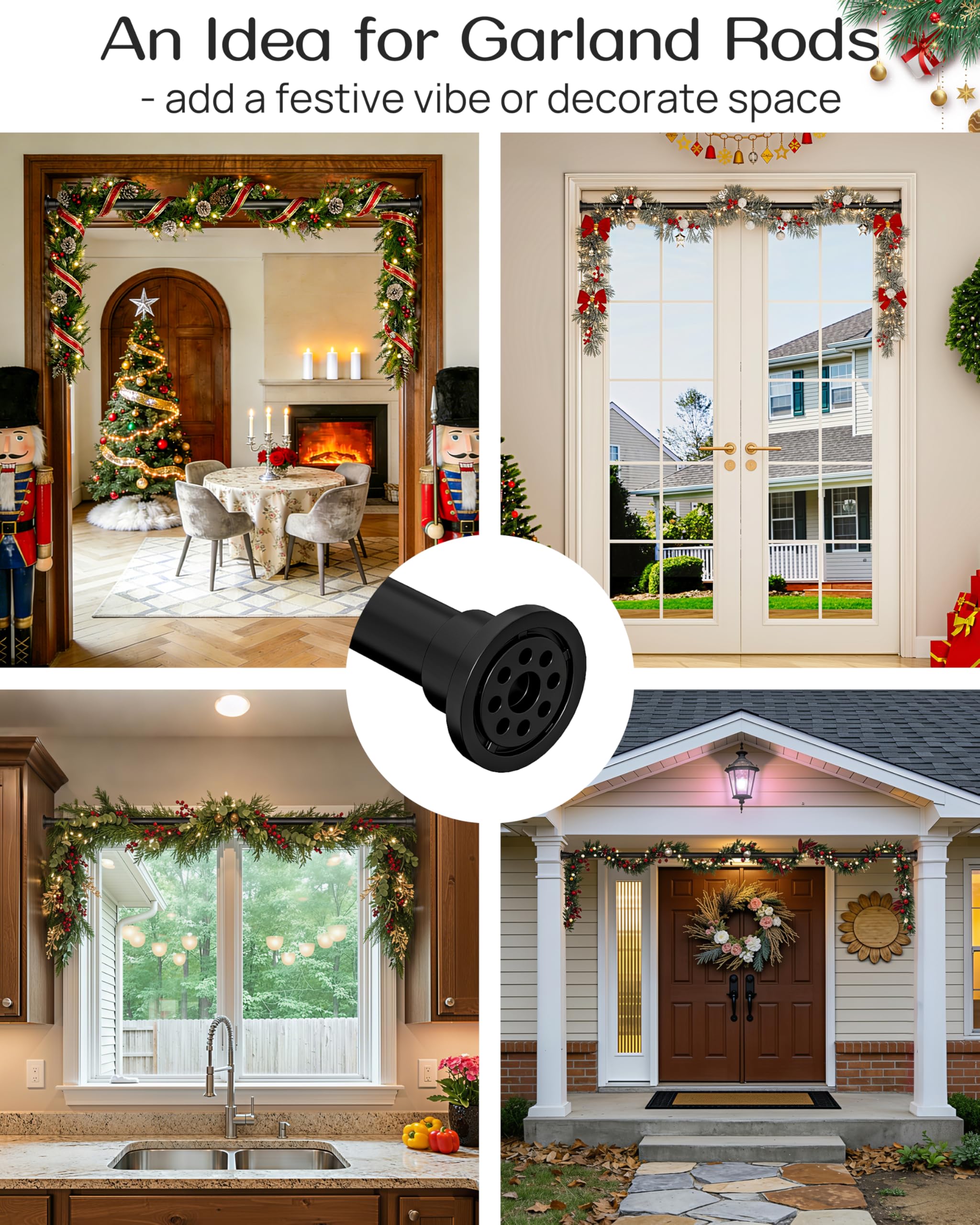ALLZONE Tension Curtain Rod for Window, 83-123 Inches, Heavy Duty Curtain Rods No Drilling, Non-Slip Bathroom Shower Tension Rod, Renter Friendly, Adjustable, Spring Loaded, Extra Long, Black Retail $42.00