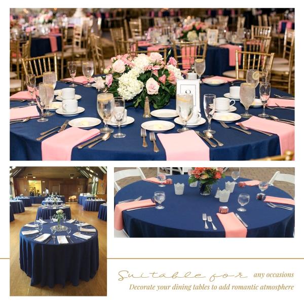 Inch Navy Blue Round Polyester Tablecloths 10 Pack