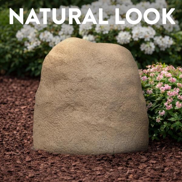 Medium Faux Landscape Rock Cover for Yard Utilities 12 in L  14.5 in W  14 in H Sandstone