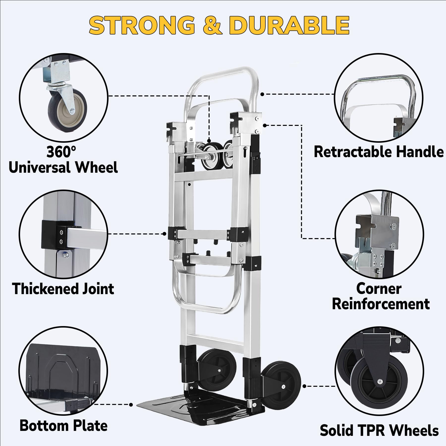 Open-Box New ZROECWT 600lbs Capacity 3-in-1 Aluminum Folding Hand Truck
