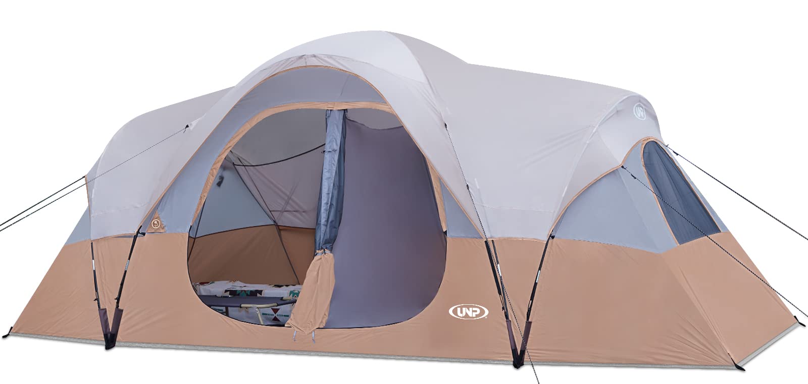 Open-Box New UNP 10-Person Waterproof 2-Room Khaki Brown Camping Tent