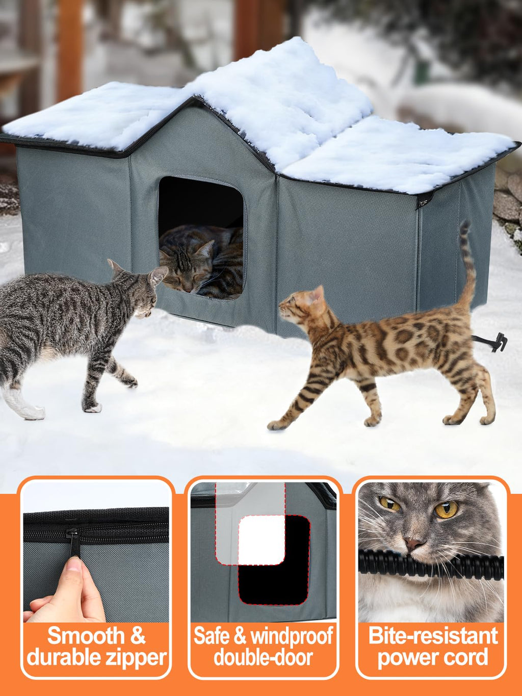 Open-Box New MEWTOGO X-Large Outdoor Heated Cat House w Heating Pad