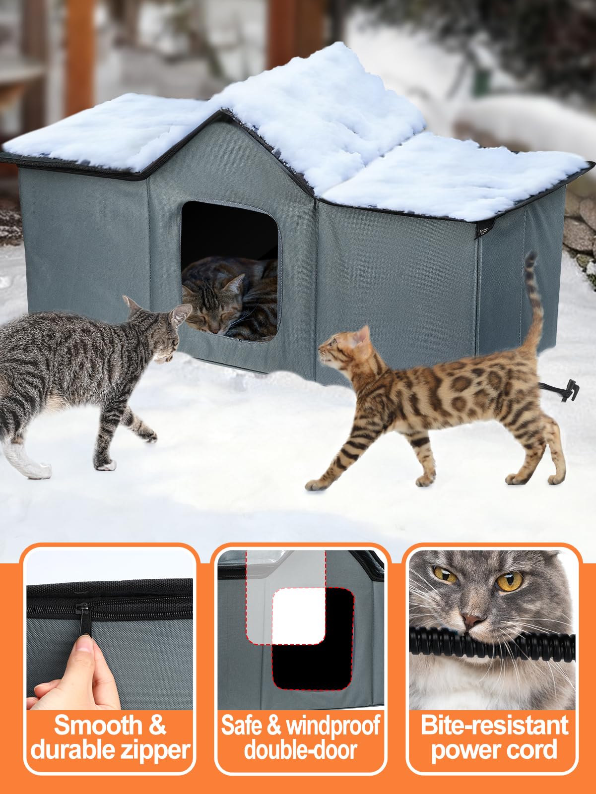Open-Box New MEWTOGO X-Large Outdoor Heated Cat House w Heating Pad