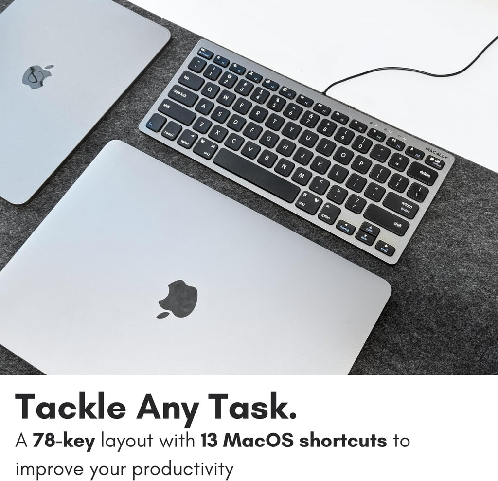 Open-Box New Macally Small USB Wired Compact Keyboard - 78 Scissor Keys Space Gray Retail $29.00