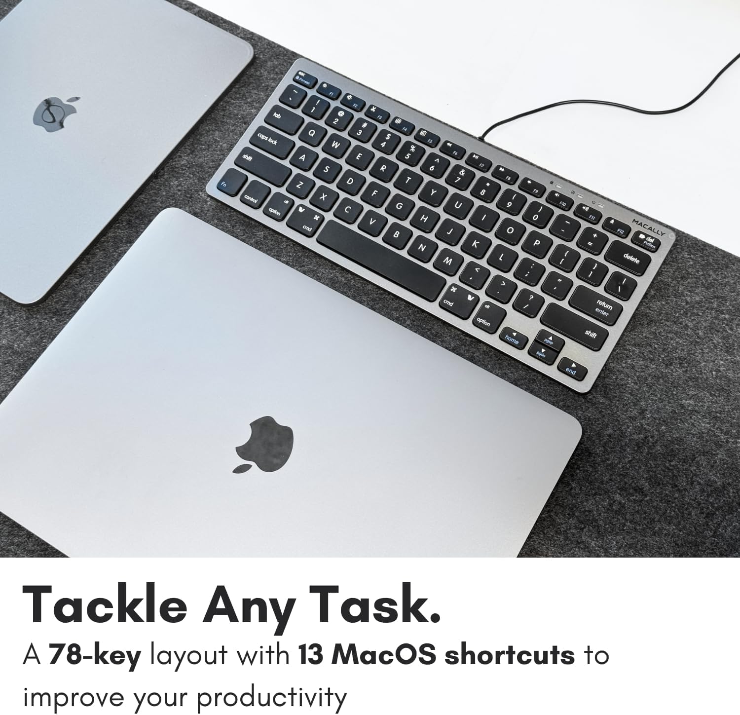 Open-Box New Macally Small USB Wired Compact Keyboard - 78 Scissor Keys Space Gray Retail $29.00