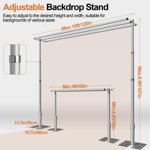 9x10ft Three Crossbar Heavy Duty Backdrop Stand for Wedding