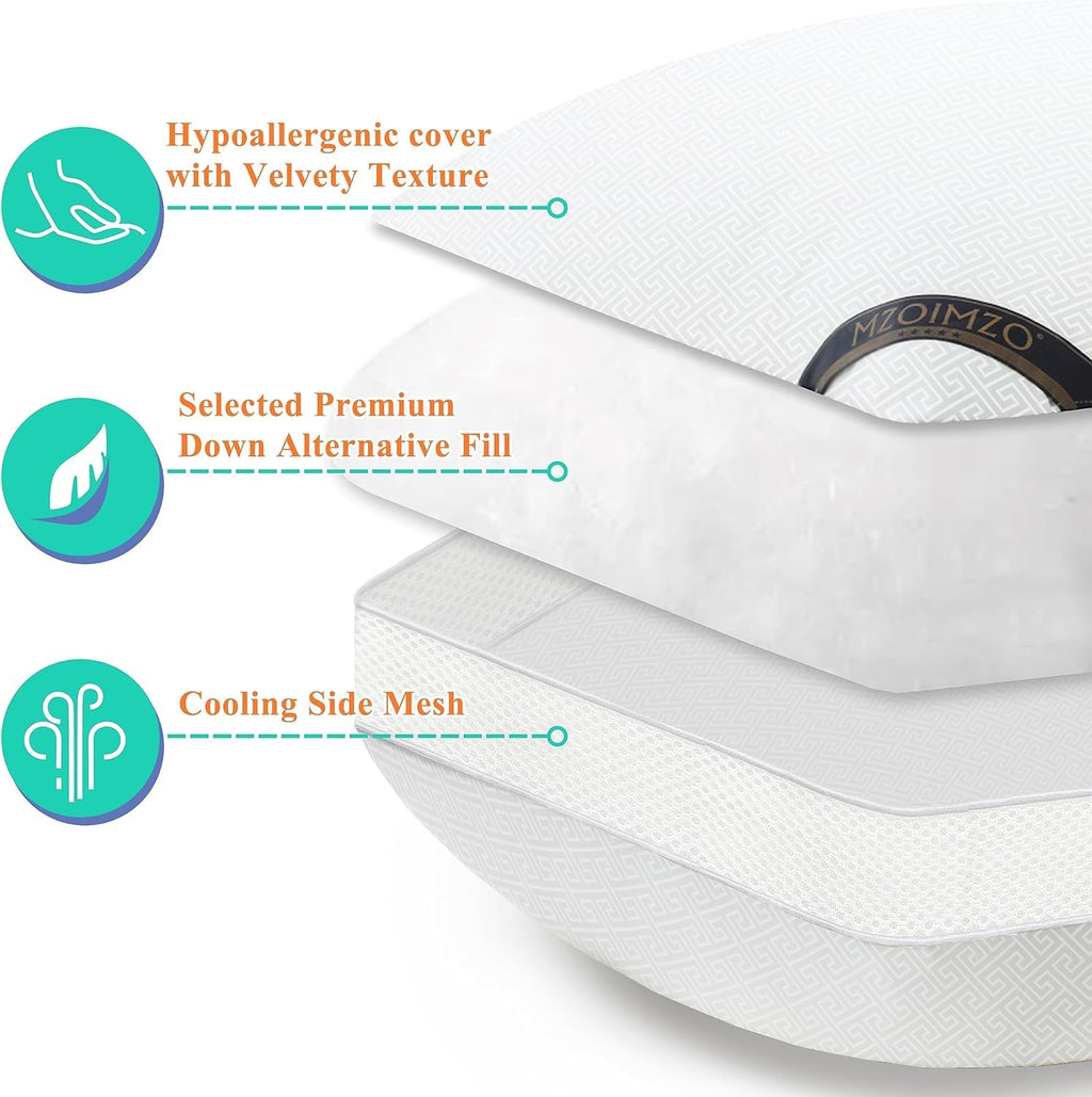 Open-Box New MZOIMZO Hotel Collection Bed Pillows Set of 2 with Cooling Mesh  Down Alt Fill Retail $29.00