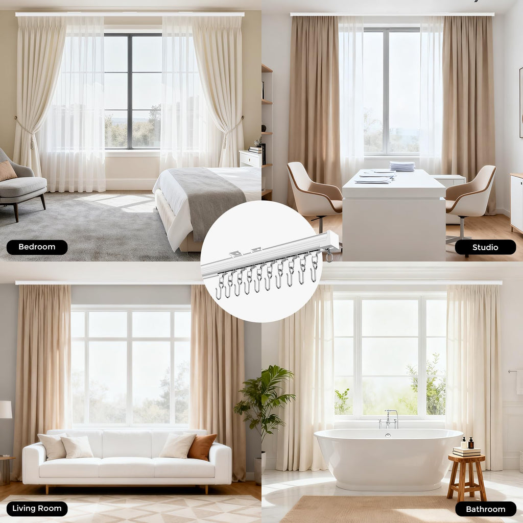 New hei dear Heavy Duty 6-9ft White CeilingWall Mount Curtain Track System Retail $39.00