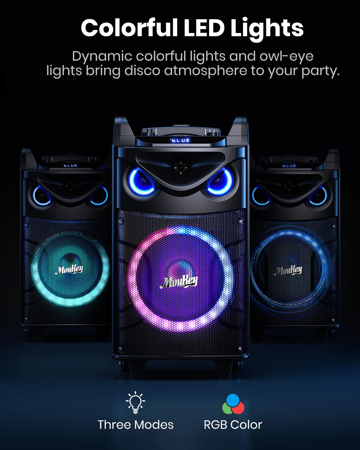 New Open-Package Moukey MTs10-2 10 Woofer Portable Karaoke System with 2 Wireless Mics