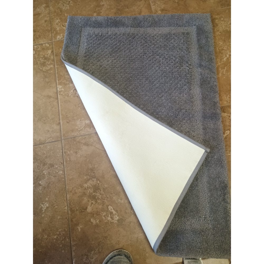 Set of 2 Gray Plush Absorbent Non-Slip Bath Mat Rug