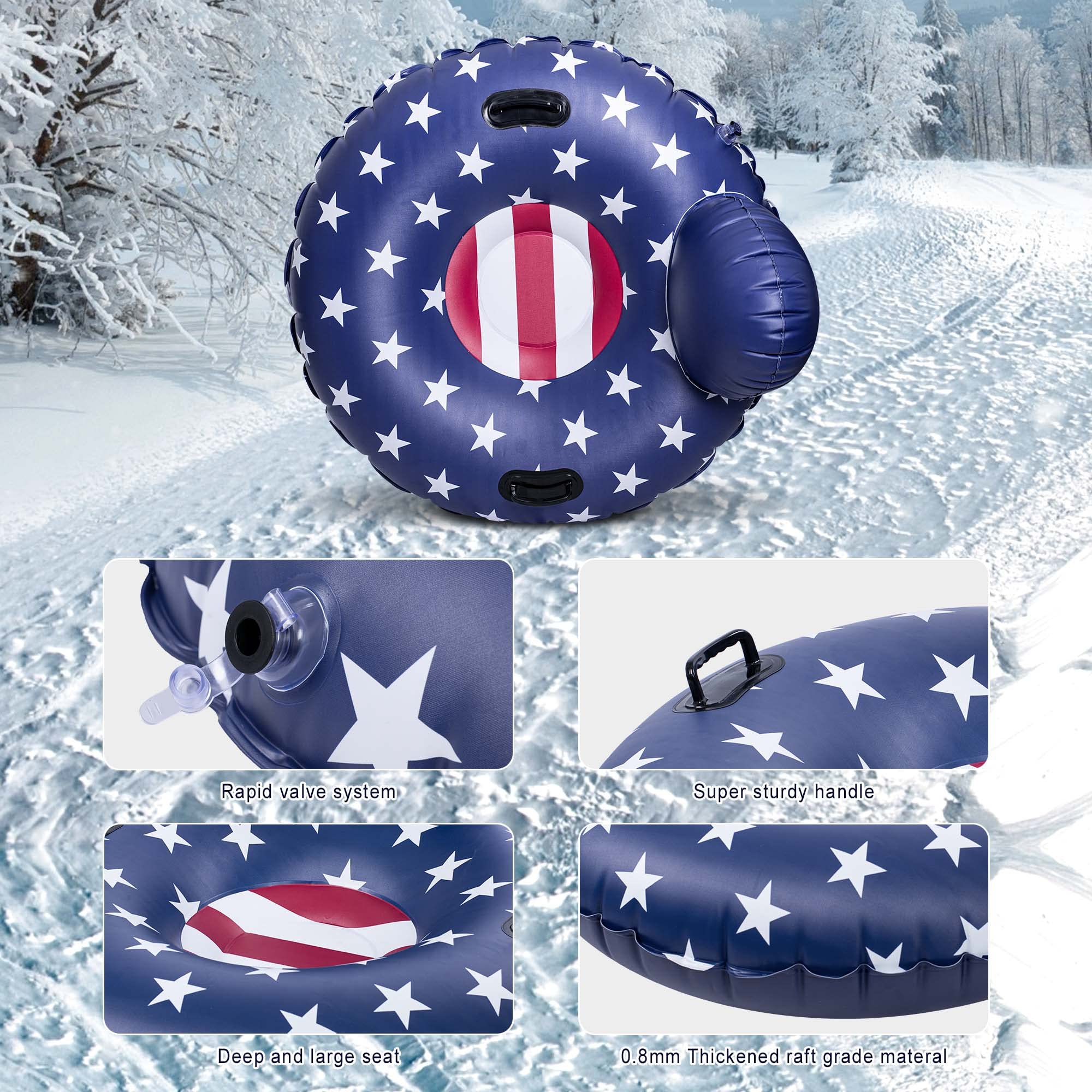 As-Is New PMNY 47 Inflatable Thickened Snow Tube w Backrest Retail $37.00