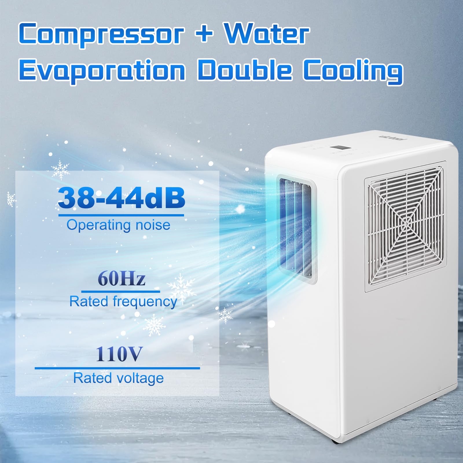 BTU Portable Air Conditioner Cools 110 Sq Ft Quiet White