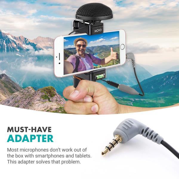 5mm TRS to TRRS Microphone Adapter for Smartphones and Tablets MC3