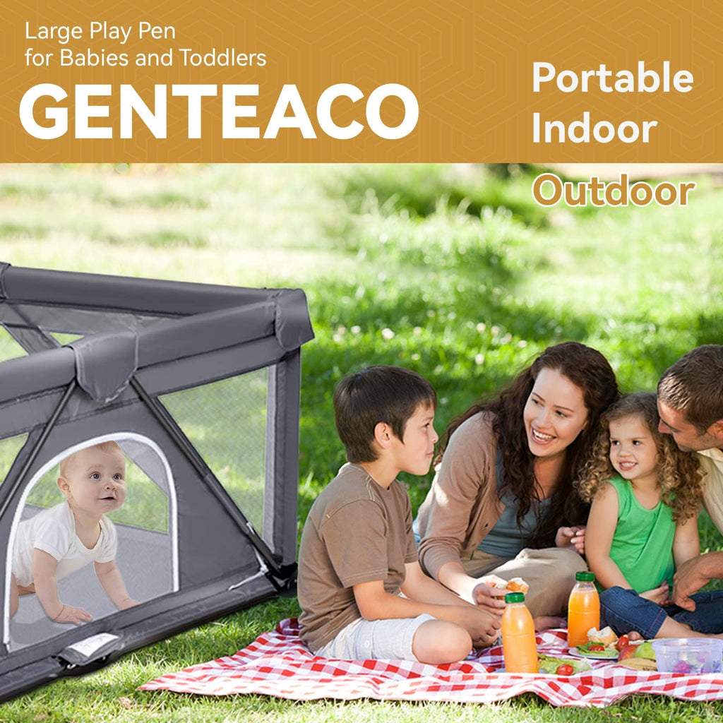 Foldable Baby Playpen Extra Large 50X50 Portable Play Yard Dark Grey