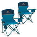 -Pack Heavy Duty Folding Camping Chairs with Cooler Bag  Lumbar Support - Blue
