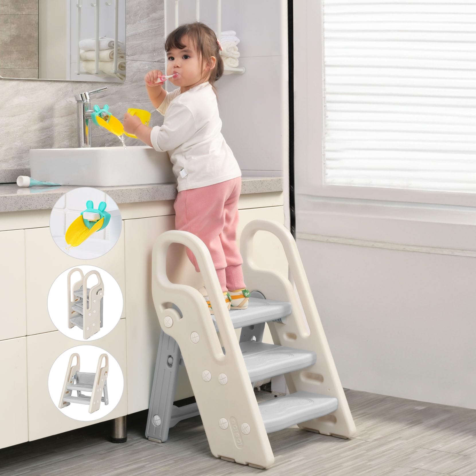 Open-Box New Onasti Foldable Adjustable 3-Step Stool for Kids - Potty  Kitchen Helper Retail $74.99