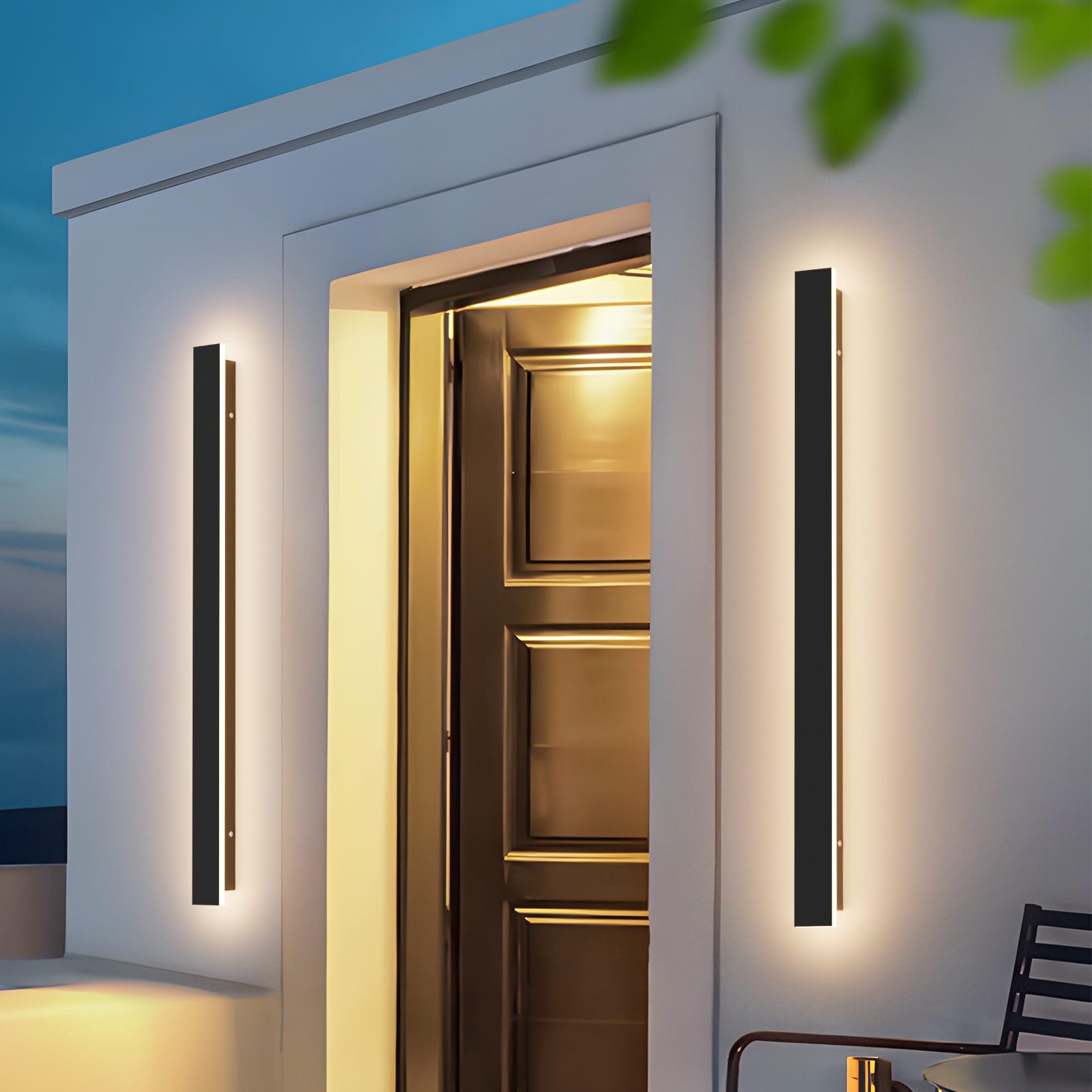 Black 2-Pack 31.5 24W IP65 Waterproof 3000K Outdoor LED Wall Lights