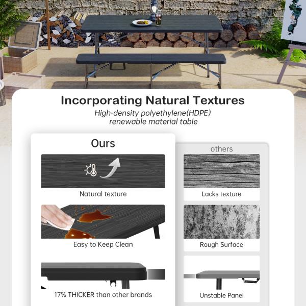 6 Foot Folding Bench Portable Indoor Outdoor Plastic Bench 2 Pack