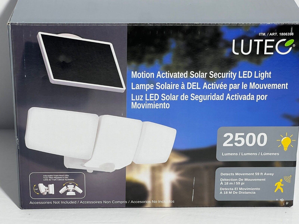 Lumen LED Solar Motion Activated Security Light Triple Head White