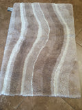 Plush Striped Bath Rug Mat - Tan  Cream