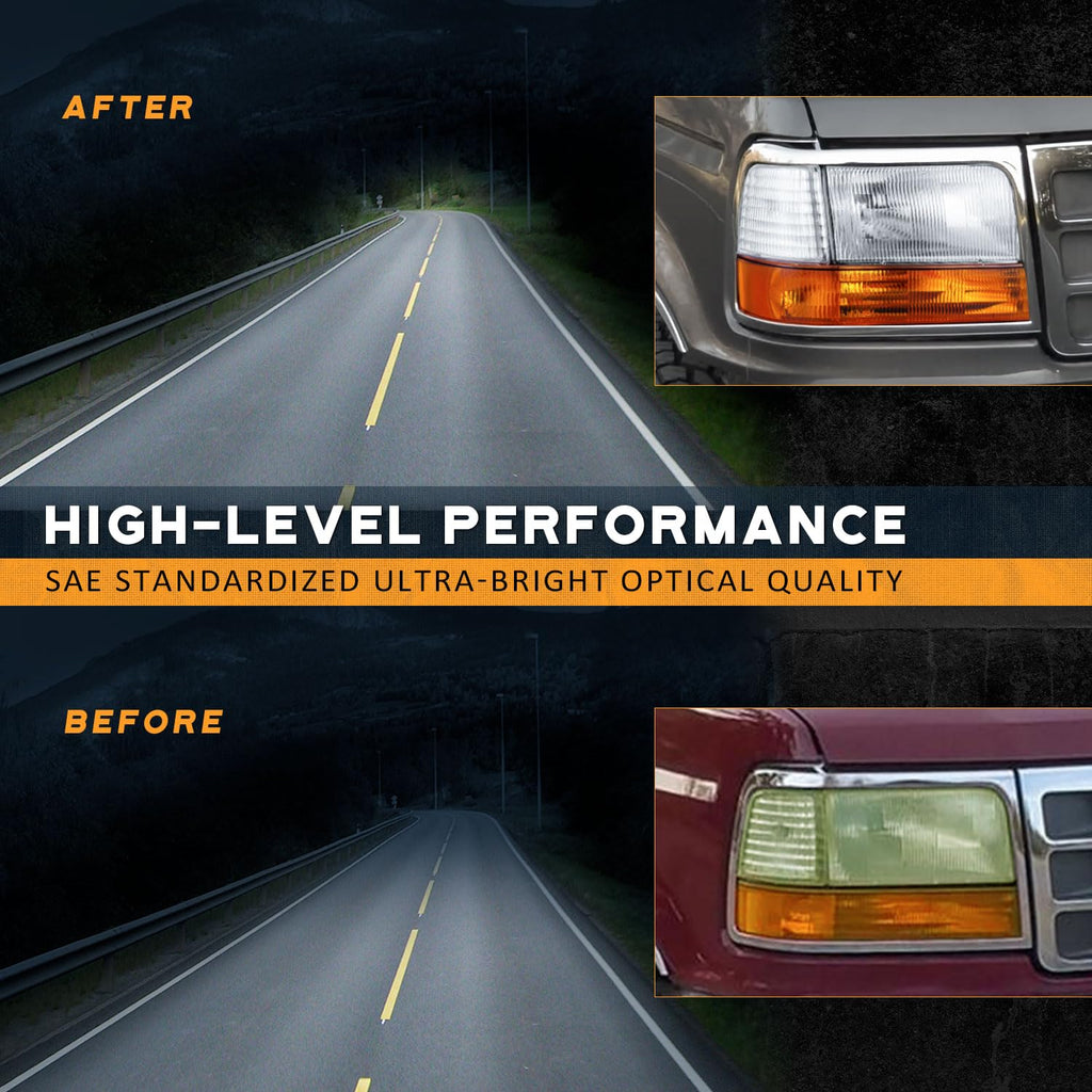 New Open-Box WEELMOTO Headlights for 92-97 Ford F-150Bronco Clear Lens DOT