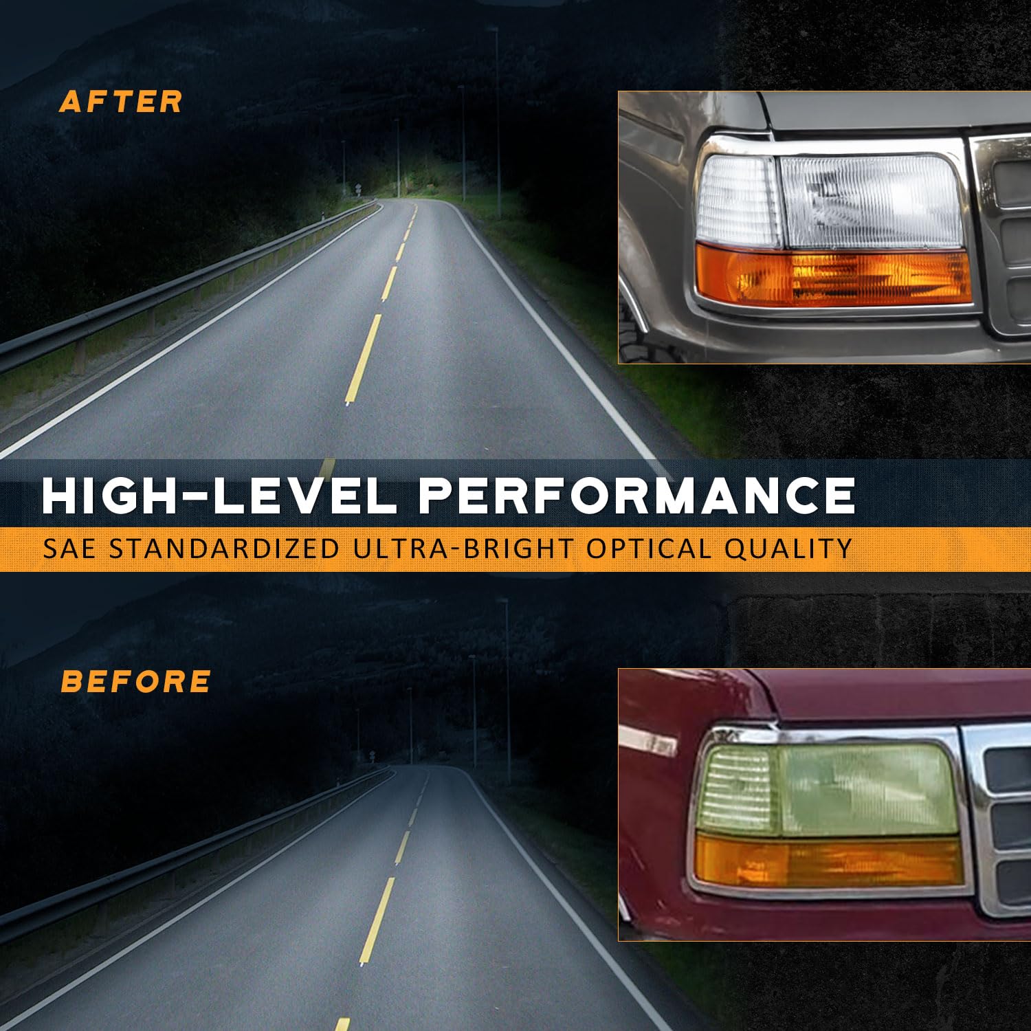 New Open-Box WEELMOTO Headlights for 92-97 Ford F-150Bronco Clear Lens DOT