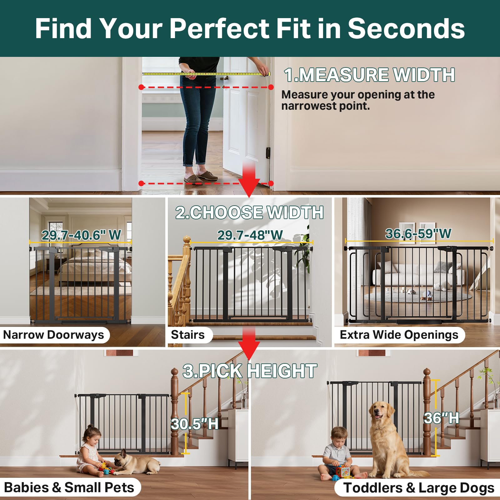 Cumbor Baby Gate 29.7-48 Wide Black Retail $89.00