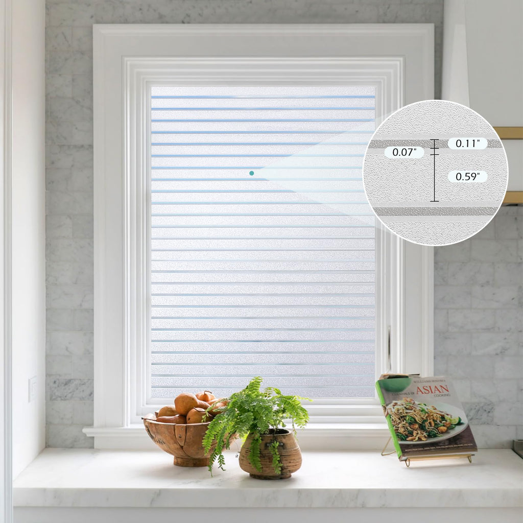 Frosted Glass Window Film Static Cling Striped Privacy Cover 23.6 x 78.7 Inches $18.00