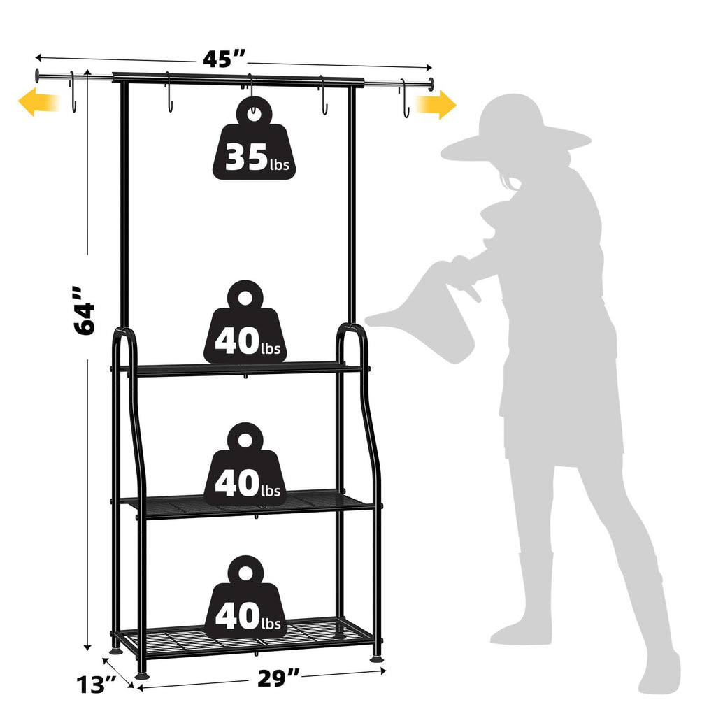 Heavy Duty 3-Tier Expandable Black Metal Plant Stand