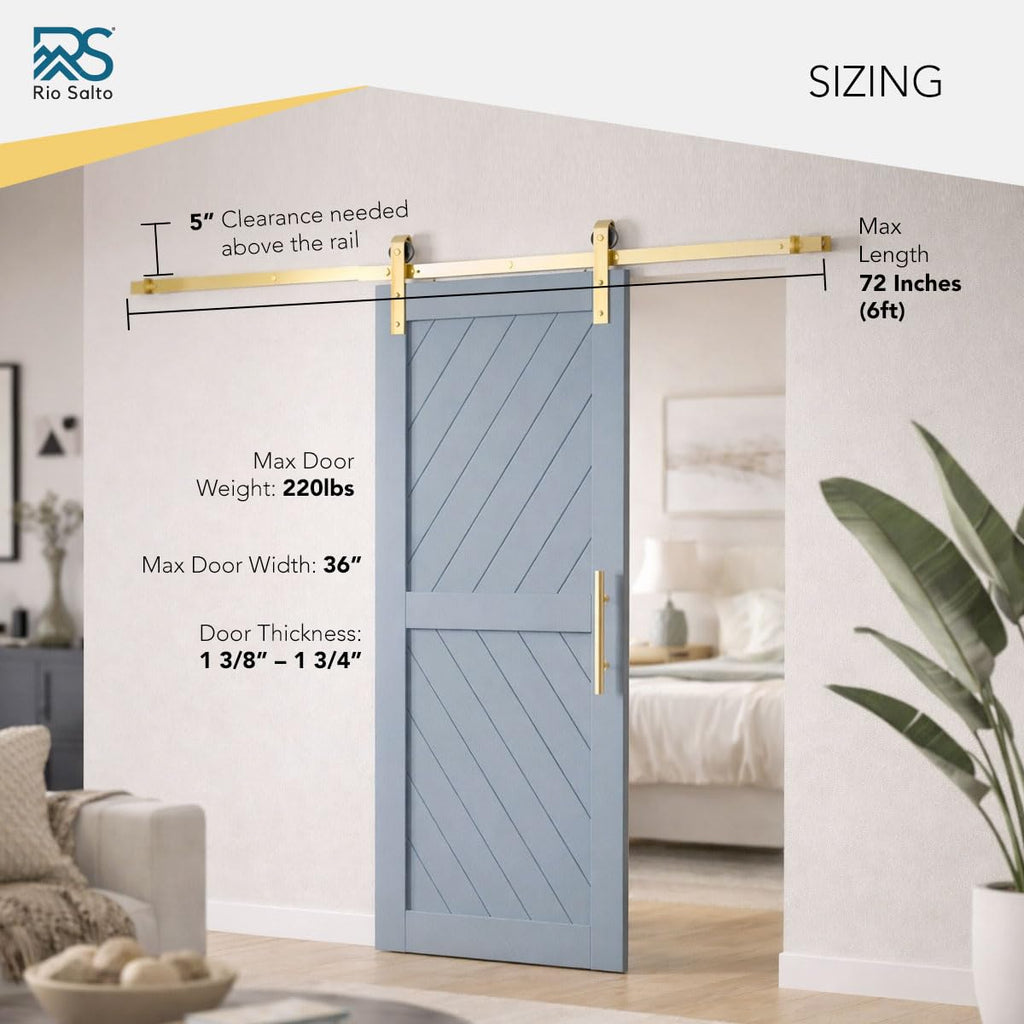 ft Adjustable Sliding Barn Door Hardware Kit Brushed Brass Finish $141.75