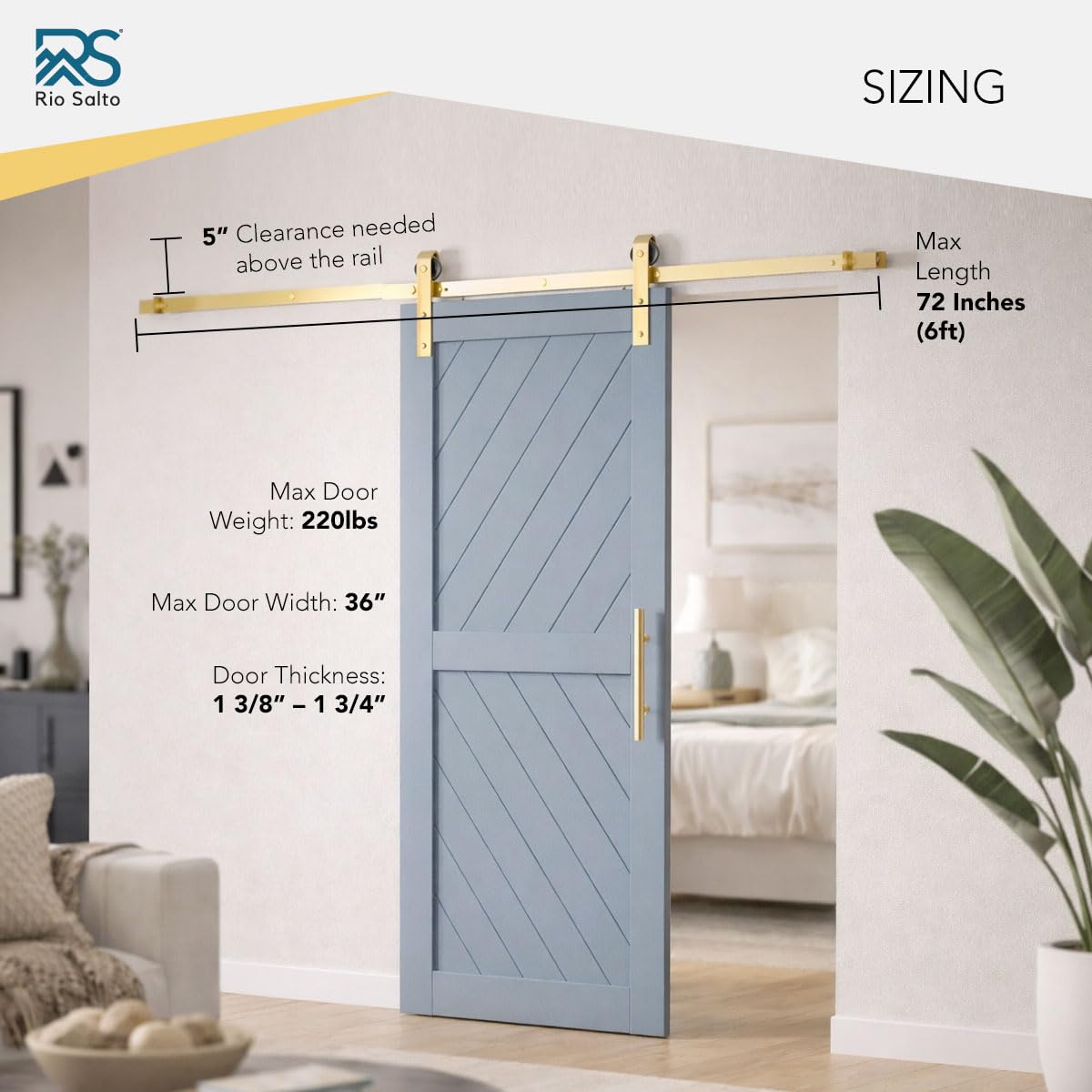 ft Adjustable Sliding Barn Door Hardware Kit Brushed Brass Finish $141.75