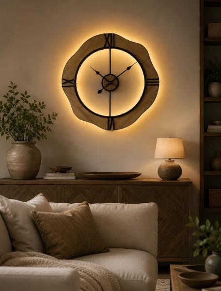 24-Inch Wall Clock with Sound Activated Night Light and Roman Numerals