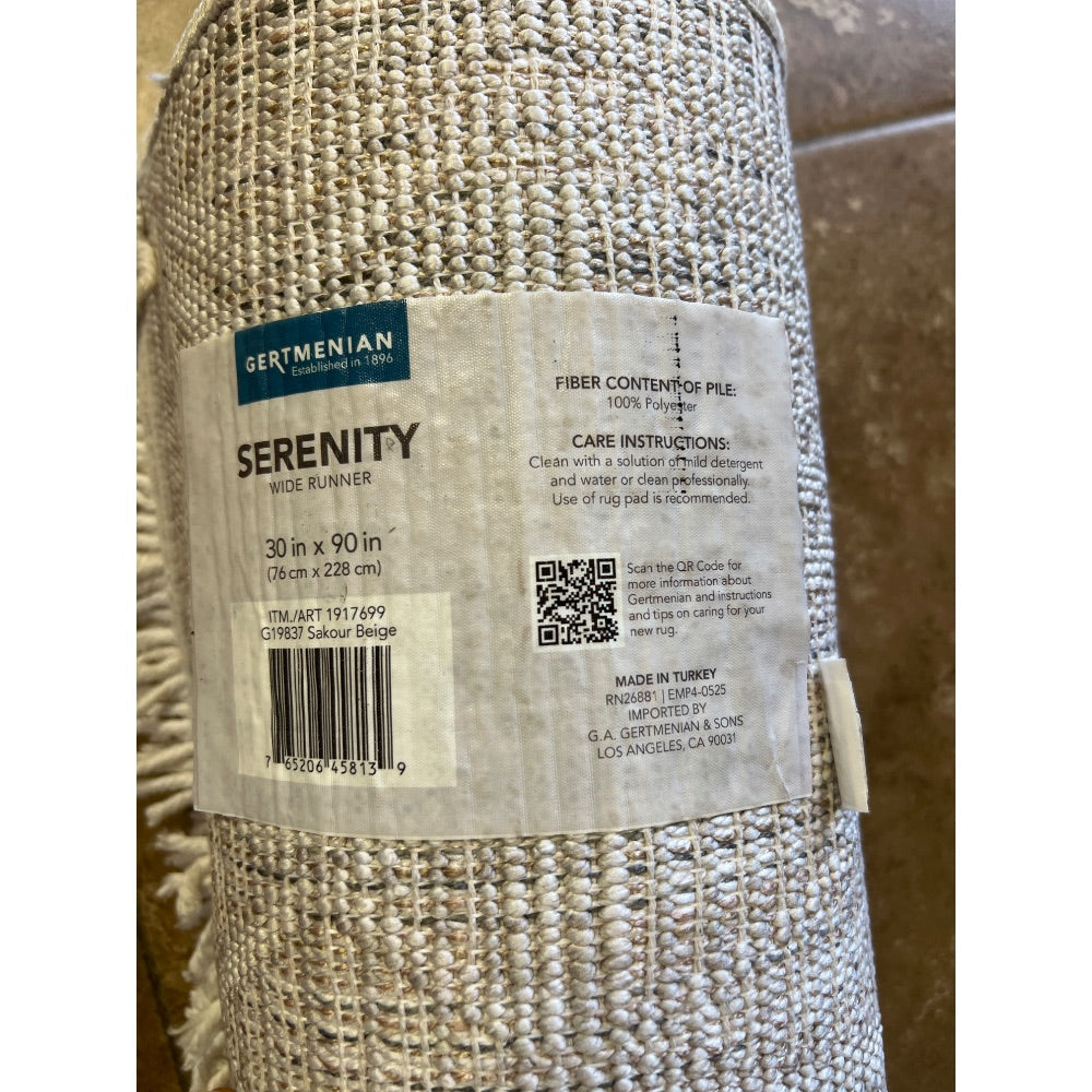 Serenity Wide Runner Rug 30 x 90 Sakour Beige