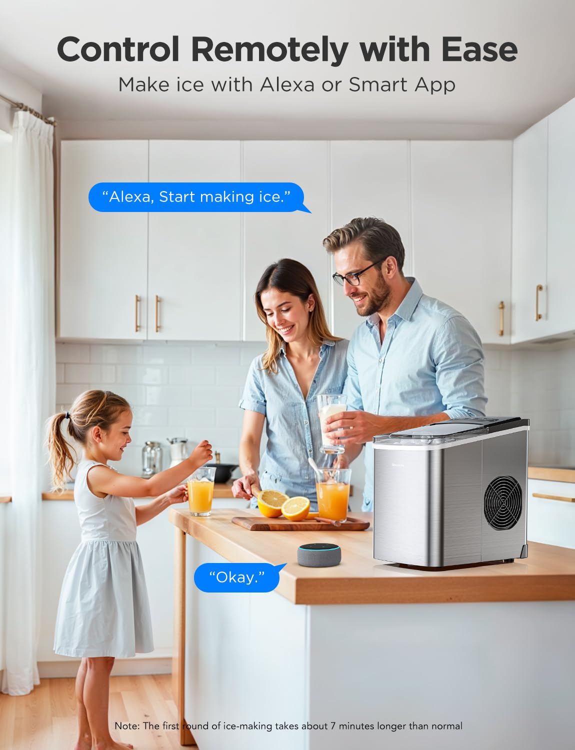 Stainless Silver Portable Countertop Ice Maker Self-Cleaning 26 lbs24 Hrs 3 Bullet Ice Sizes